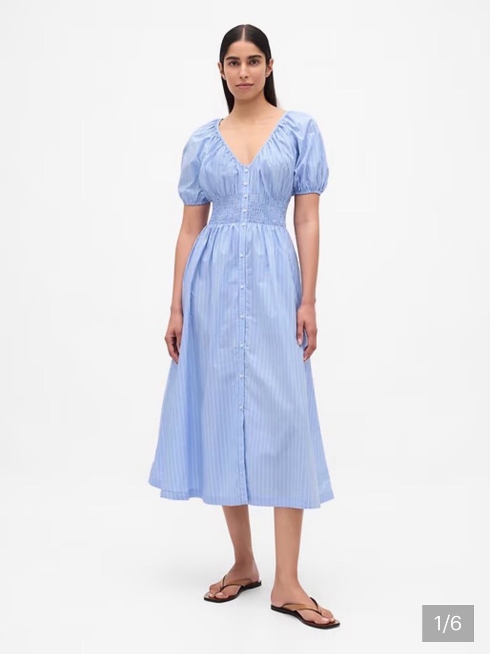 GAP Light Blue Striped Midi Dress